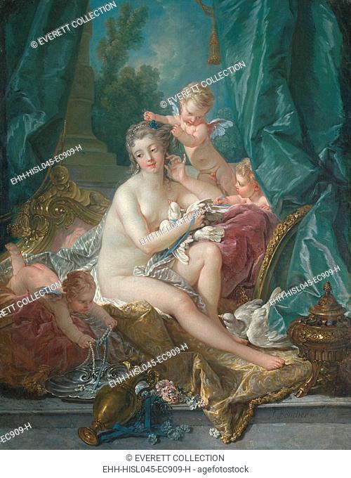 THE TOILET OF VENUS, by François Boucher, 1751, French painting, oil on canvas. This pretty, delicate, decorative, and sensuous painting was commissioned for...