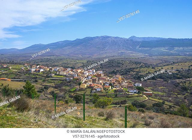 Overview and Sierra del Rincon. Paredes de Buitrago, Madrid province, Spain