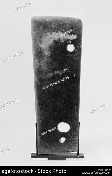 Ceremonial Blade. Period: Neolithic period-Shang dynasty (ca. 1600-1046 B.C.); Date: first half of the 2nd millennium B.C; Culture: China; Medium: Jade...