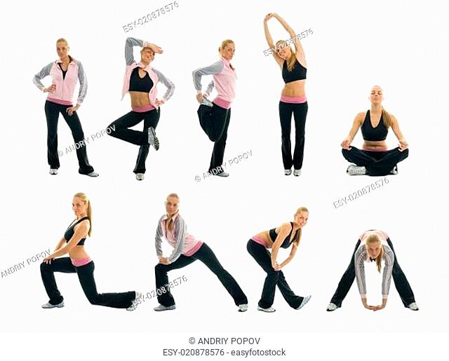Set of fitness exercise photos