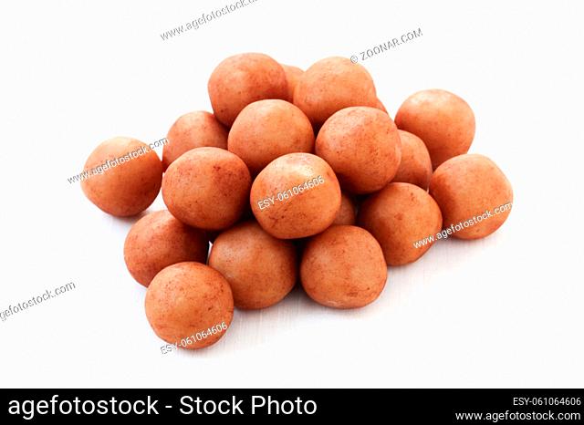 Traditional German Marzipan Potatoes Isolated On White