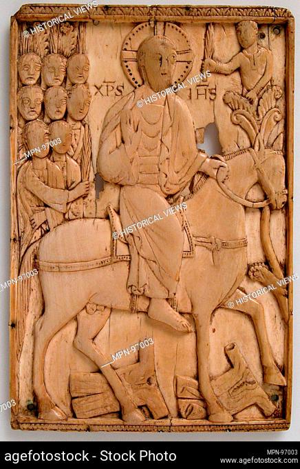 Plaque with Jesus' Entry into Jerusalem. Date: 900-925; Geography: Made in Milan; Culture: Ottonian; Medium: Ivory; Dimensions: Overall: 6 13/16 x 4 5/8 x 1/4...