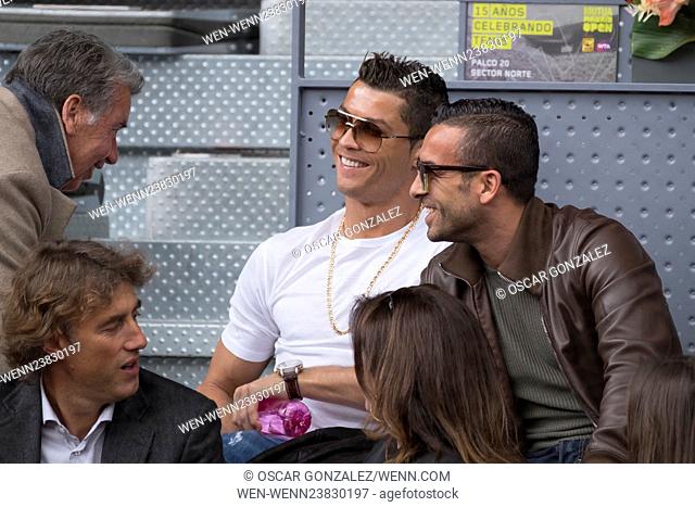 Portugal and Real Madrid striker Cristiano Ronaldo attends the Mutua Madrid Open Quarter Final between Rafael Nadal and João Sousa Featuring: Cristiano Ronaldo...