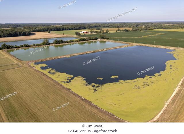 Three Oaks, Michigan - Wastewater stabilization lagoons for the village of Three Oaks. The lagoons treat wastewater as bacteria react with organic material