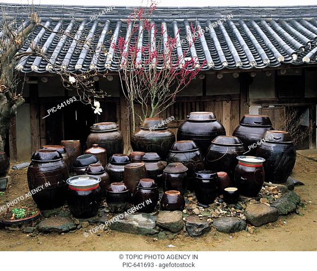 Jar Stand, Traditional Korean-style House, Gurye-gun, Jeonnam, Korea