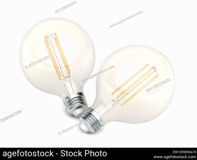 Two decorative LED light bulbs on white background