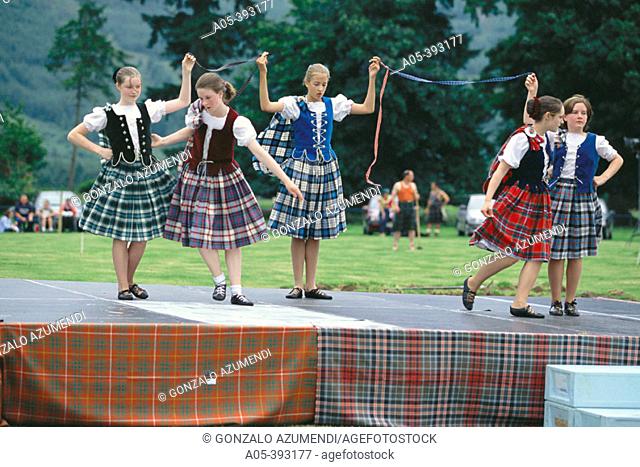 Folk dances at Scottish Highland Games. Scotland