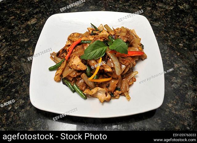 Delicious Thai cuisine dish known as drunken noodles