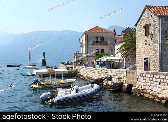 Port and Patrician Palace, Perast, Kotor Bay, Montenegro, Europe