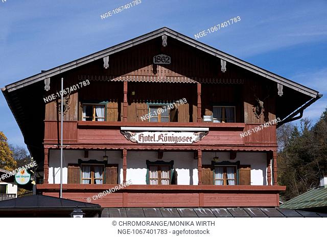 Hotel Koenigssee, Schoenau am Koenigssee, Berchtesgaden Nation Park, Berchtesgadener Land, Upper Bavaria, Bavaria, Germany, Europe