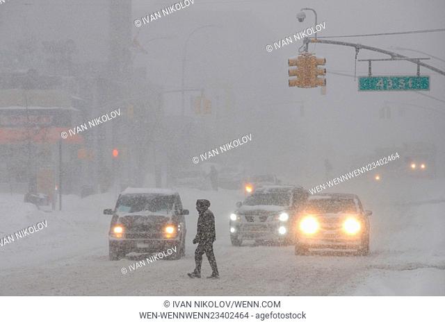 Winter Storm Jonas causes blizzard conditions, with up to two feet of snow predicted for New York City Featuring: Atmosphere Where: Queens, New York
