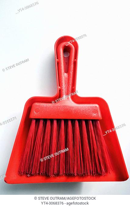 Red Plastic Dustpan and Brush