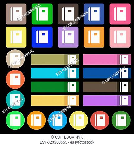 Book icon sign. Set from twenty seven multicolored flat buttons. Vector
