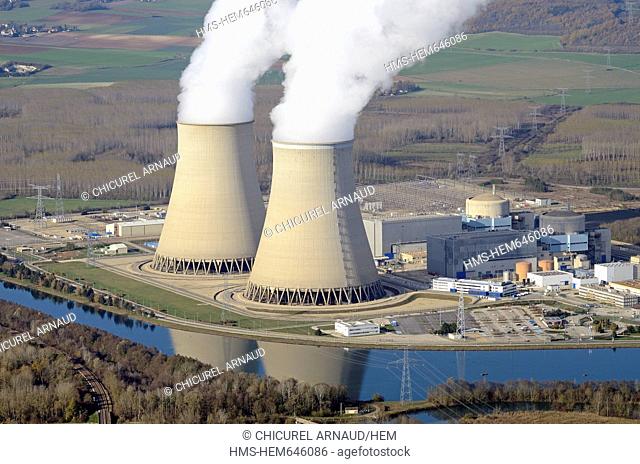 France, Aube, Nogent sur Seine nuclear power station aerial view
