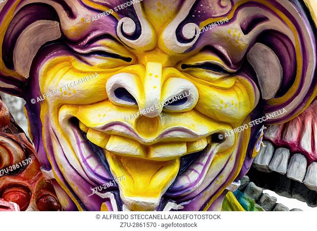 ACIREALE ITALY - FEBRUARY 26 2017: Detail of Parade float During The Carnival of Acireale on the Sicily Italy