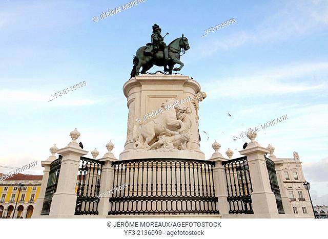 The statue of King Jose I, at the Praca do Comercio, Commercial Square, Lisbon, Portugal