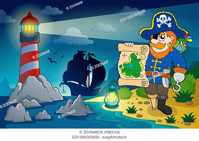 Lighthouse with pirate theme 2 - picture illustration