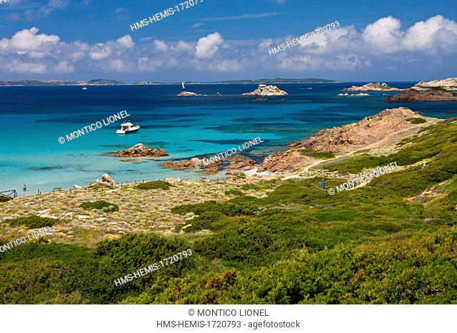 Italy, Sardinia, International Marine Park Corso-Sardinian National Park of the Archipelago of La Maddalena, the beach of Baia Trinita