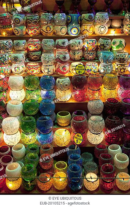 Eminonu Misir Carsisi Spice Market display of colourful lamps