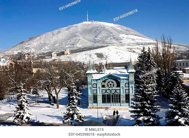 View on mountain Mashuk and Lermontov gallery, famous places of Pyatigorsk
