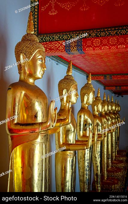 Buddha statues in Wat Pho Buddhist temple, Bangkok, Thailand