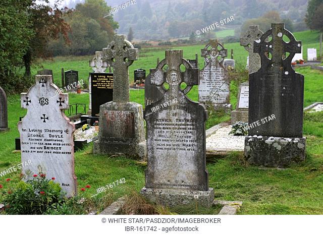 Cemetery of Glendalough Abbey at Wicklow Mountains , Ireland , Europe
