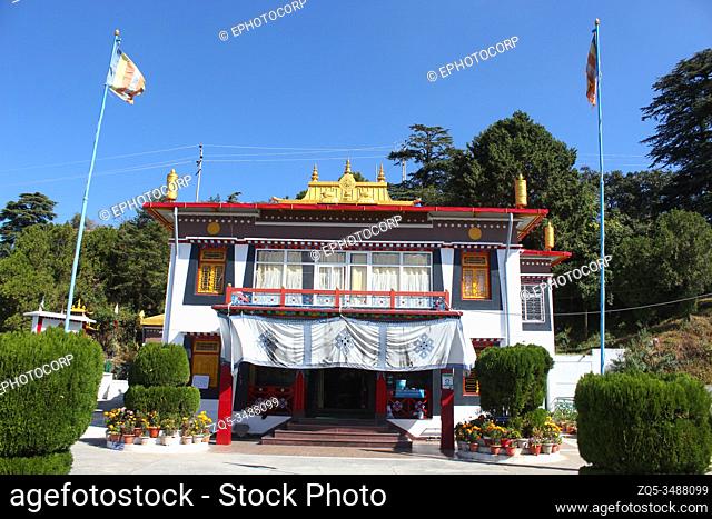 Shedup Choephelling Buddhist Temple entrance, Mussoorie, Uttarakhand, India