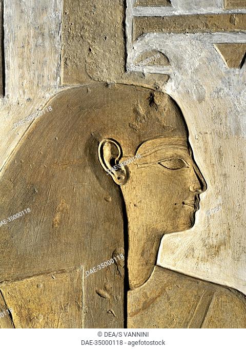 Egypt, Thebes (UNESCO World Heritage List, 1979) - Luxor. Valley of the Kings. Tomb of Seti I. Corridor. Relief. Nephthys (Dynasty 19, Seti I