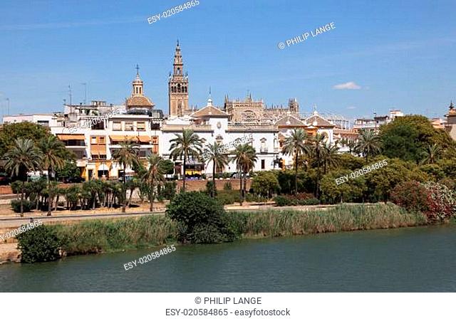 Guadalquivir river bank in Seville, Andalusia Spain