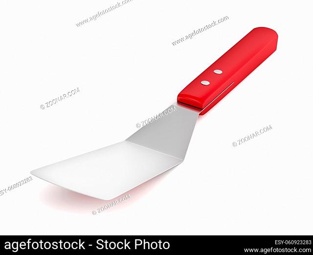 Red kitchen spatula on white background