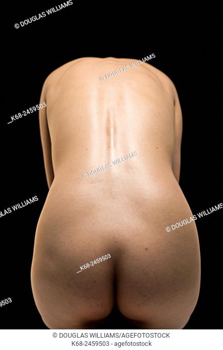 a nude woman's back and buttocks
