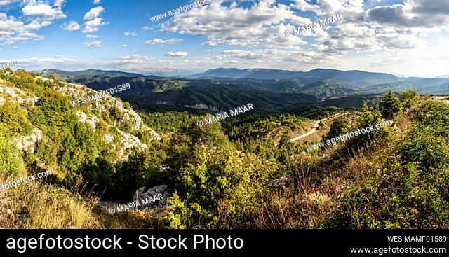 Greece, Epirus, Zagori, Pindos Mountains, Vikos National Park, Scenic view of mountains and trees