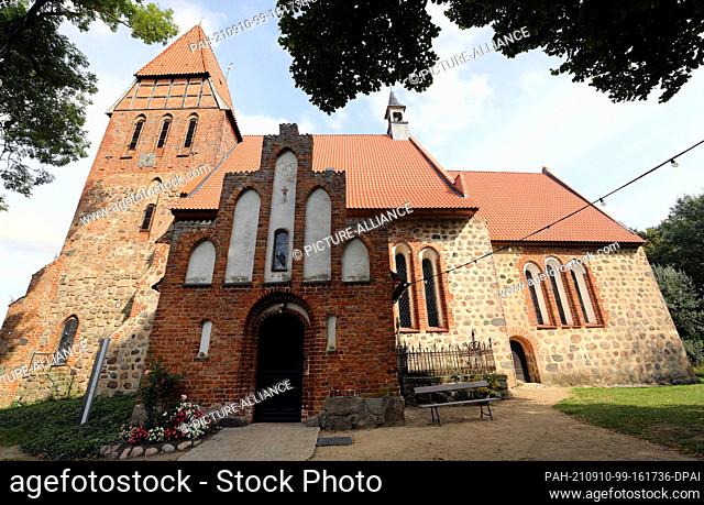 07 September 2021, Mecklenburg-Western Pomerania, Rostock: The village church of St. Bartholomew. The opening of the nationwide Open Monument Day and the...