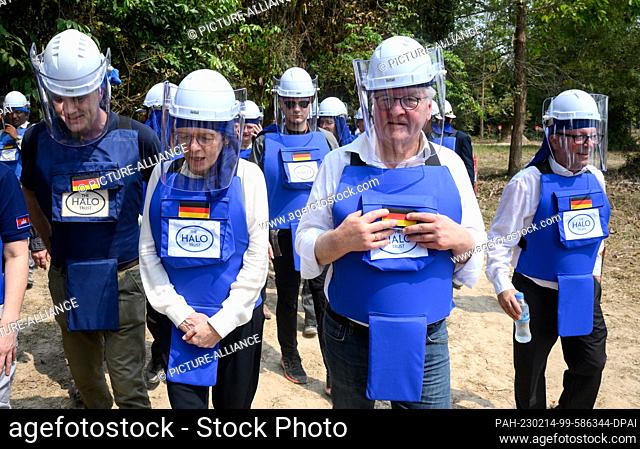 14 February 2023, Cambodia, Siemreab: German President Frank-Walter Steinmeier and his wife Elke Büdenbender visit HALO Trust's humanitarian demining project