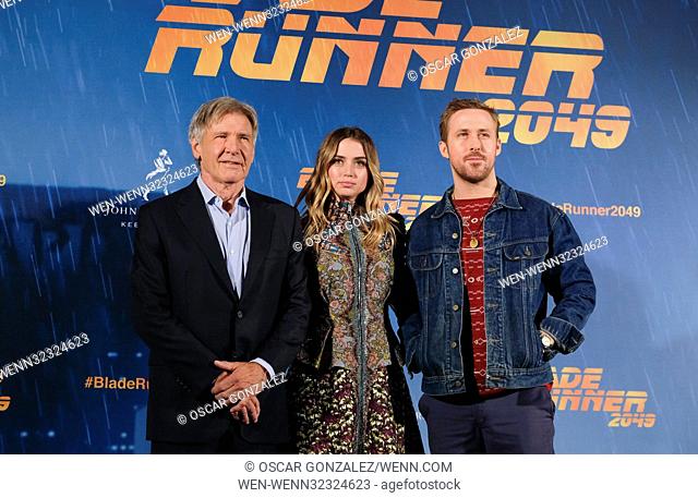 Madrid photocall for 'Blade Runner 2049' Featuring: Harrison Ford, Ana de Armas, Ryan Gosling Where: Madrid, Spain When: 19 Sep 2017 Credit: Oscar Gonzalez/WENN