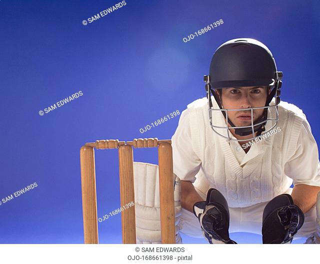 Cricket player waiting at bats
