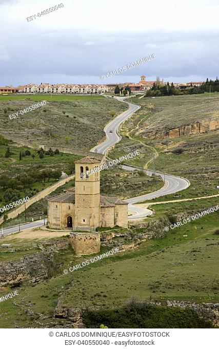 View of the Vera Cruz church from Segovia with Zamarramala on the distance