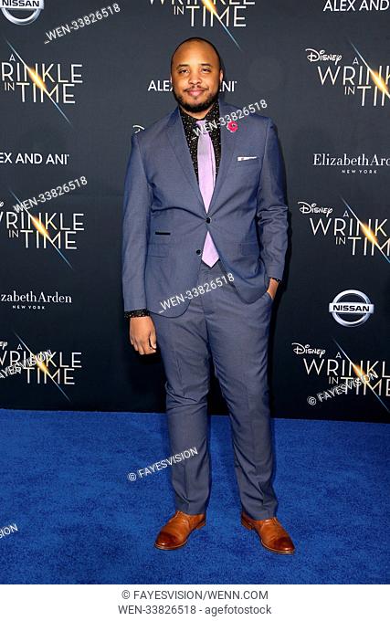 World premiere of Disney's 'A Wrinkle In Time', held at El Capitan Theatre in Los Angeles, California. Featuring: Justin Simien Where: Los Angeles, California