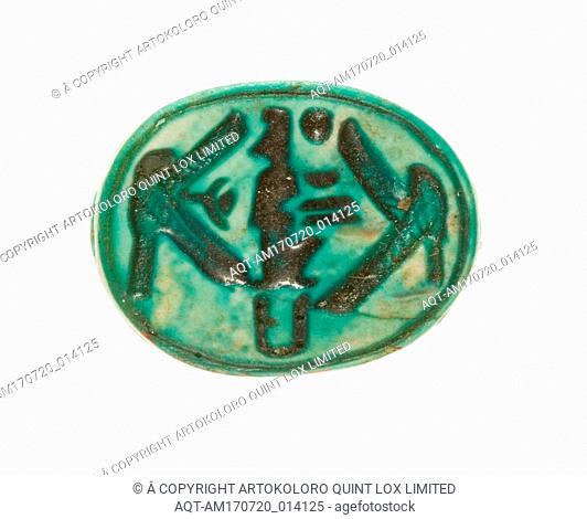 Scarab Inscribed Lord of the Two Lands Maatkare Flanked by Falcons, New Kingdom, Dynasty 18, early, ca. 1479â€“1458 B.C., From Egypt, Upper Egypt, Thebes