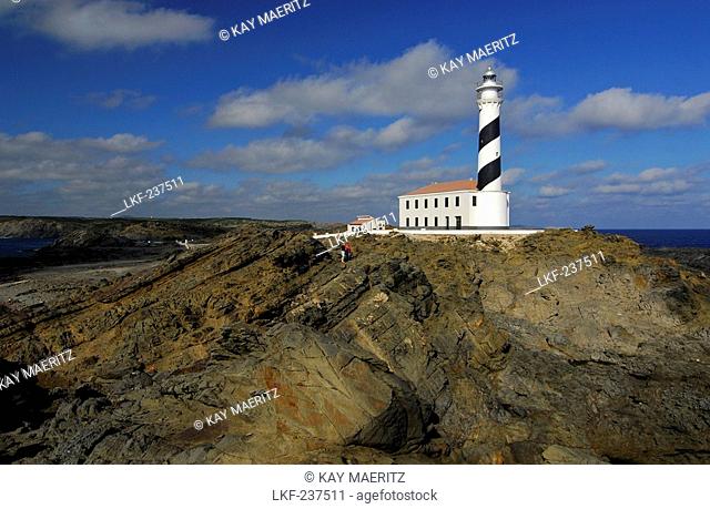 Lighthouse and rocky coast at Cap de Favaritx, Minorca, Balearic Islands, Spain
