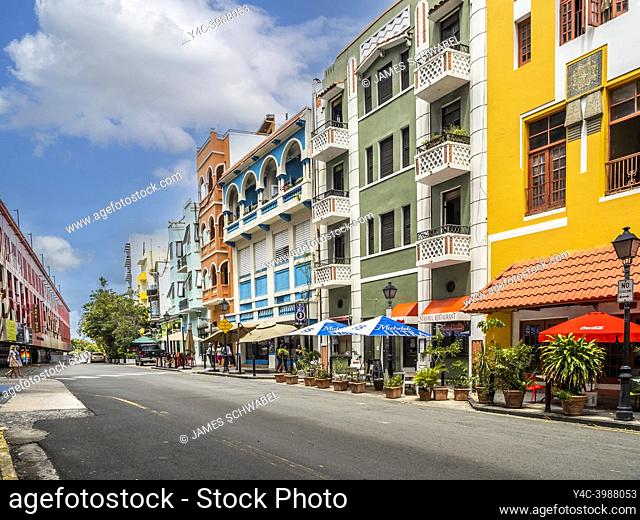 Colorful street scene in Old San Juan Puerto Rico