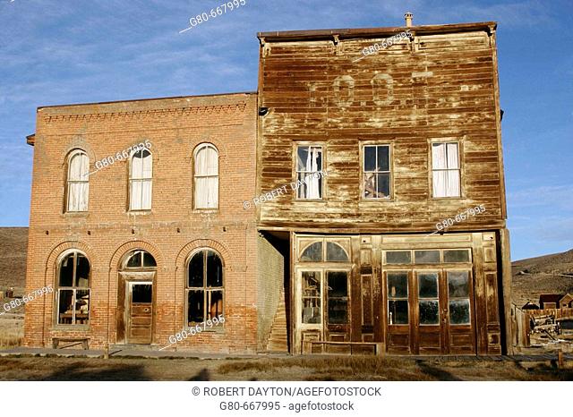 Store fronts in the Bodie Ghost Town, California, USA