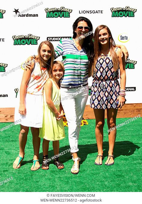 'Shaun the Sheep Movie' Los Angeles special screening - Arrivals Featuring: Angie Harmon, Emery Sehorn, Finley Sehorn, Avery Sehorn Where: Westwood, California