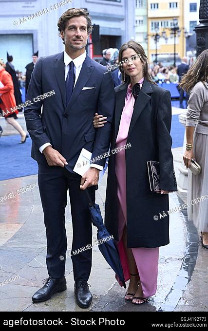 Feliciano Lopez, Sandra Gago arrival at Campoamor Theatre for the Ceremony during Princess of Asturias Awards 2023 on October 20, 2023 in Oviedo, Spain