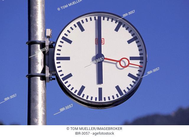 Clock at railway station at six