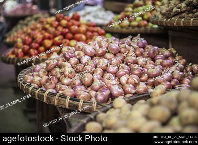 Onions at Pyin Oo Lwin Market, Myanmar (Burma)