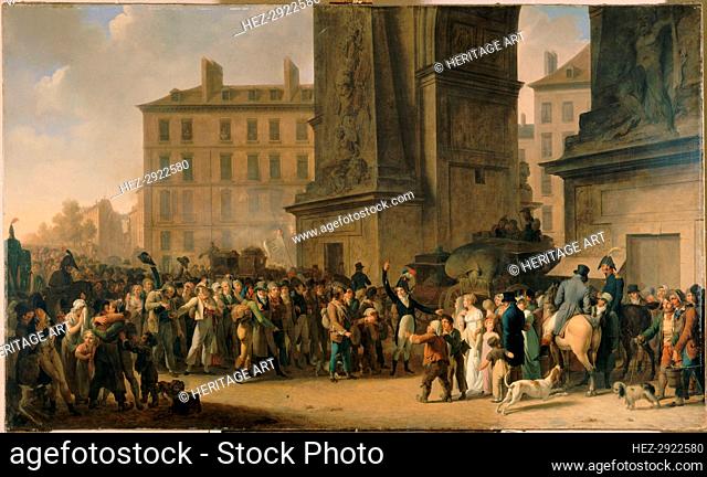 Les conscrits de 1807 défilant devant la porte Saint-Denis, c1808. Creator: Louis Leopold Boilly