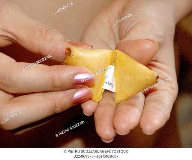 Chinese fortune biscuit, containg a message