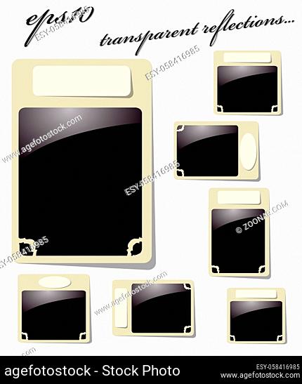 Collection of Vintage Photo Frames with transparent reflections. Vector illustration EPS10