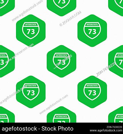 Image of shield with text Interstate 73 in hexagon, repeated on white background
